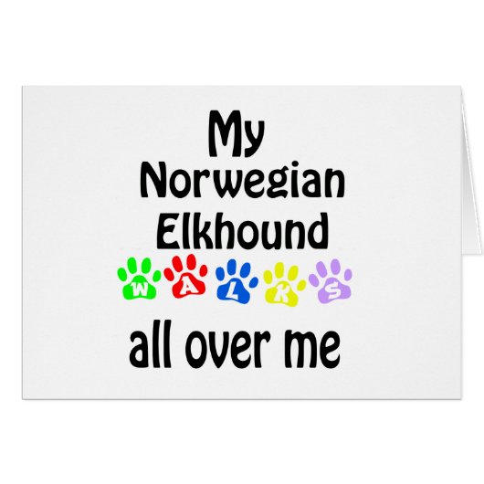 Norwegian Elkhound Walks Design Cards (Front Horizontal)