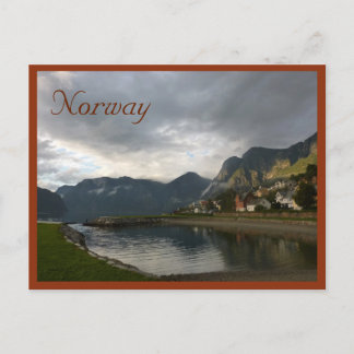 Norwegian Fjord (Aurlandsfjord) with text Postcard