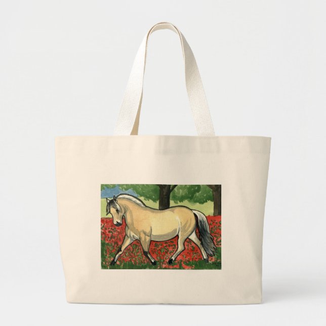 Norwegian Fjord HORSE ART Large Tote Bag (Front)