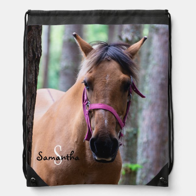 Norwegian Fjord Horse Drawstring Backpack (Front)