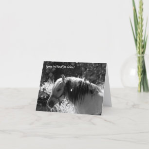 Norwegian Fjord Horse in Black and White Letterpress Thank You Card
