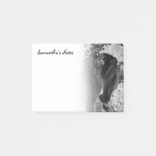 Norwegian Fjord Horse in Black and White Post-it Notes