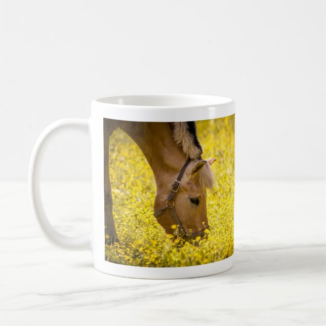 Norwegian Fjord Horse in Buttercups - Finn Coffee Mug (Left)