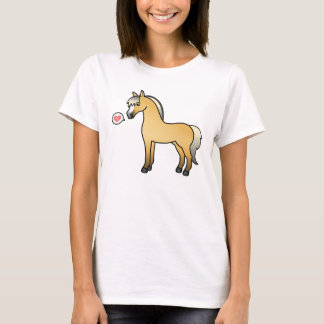 Norwegian Fjord Horse Love Cartoon Illustration T-Shirt