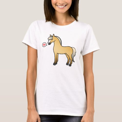 Norwegian Fjord Horse Love Cartoon Illustration T_Shirt