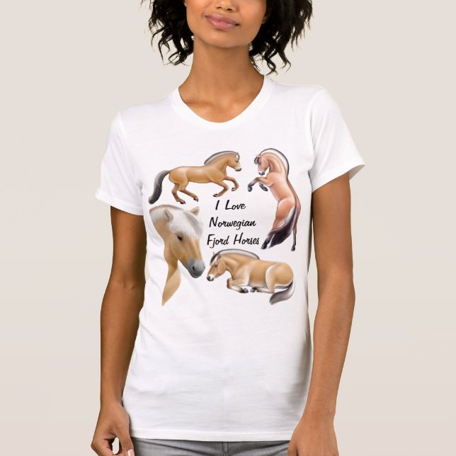 Norwegian Fjord Horse Love Customizable T-Shirt (Front)