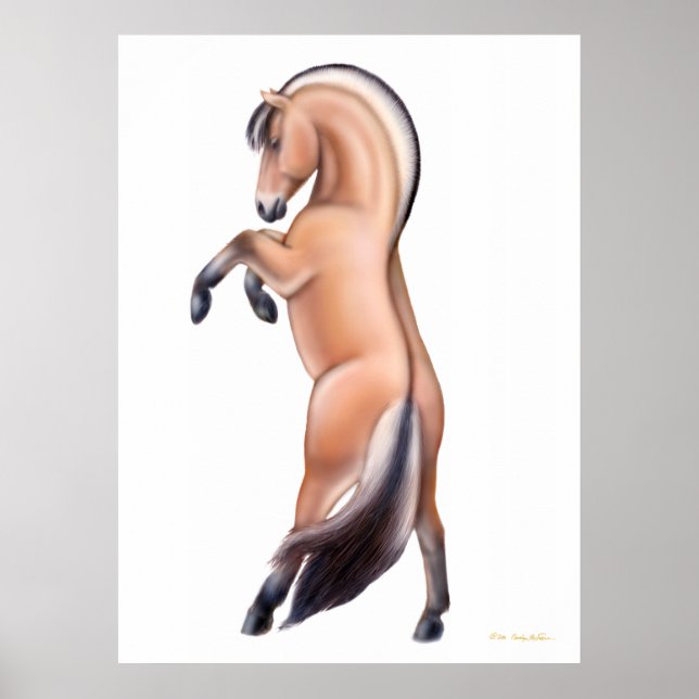 Norwegian Fjord Horse Rearing Print (Front)