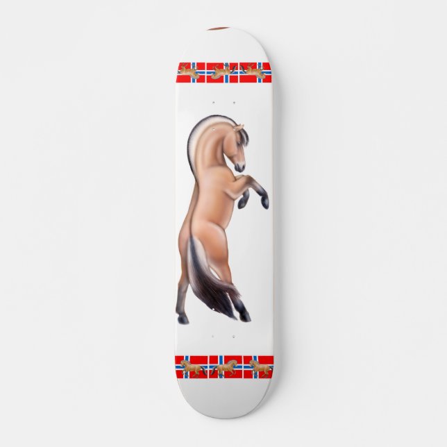Norwegian Fjord Horse Rearing Skateboard Deck (Front)