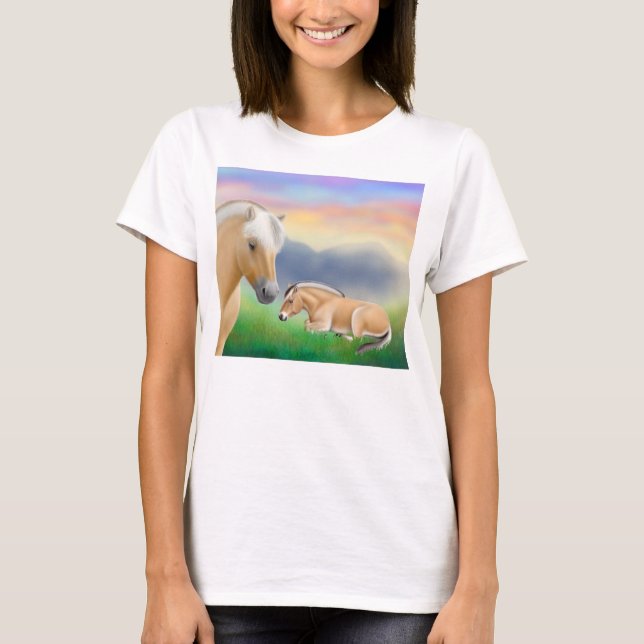 Norwegian Fjord Horses at Rest Babydoll Shirt (Front)