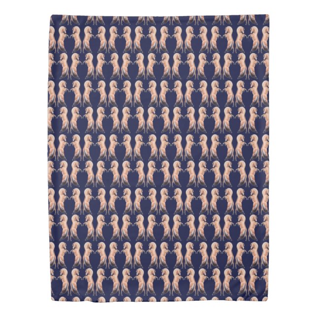 Norwegian Fjord Horses Dark Blue Duvet Cover (Front)