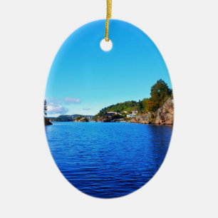 Norwegian fjords ceramic ornament