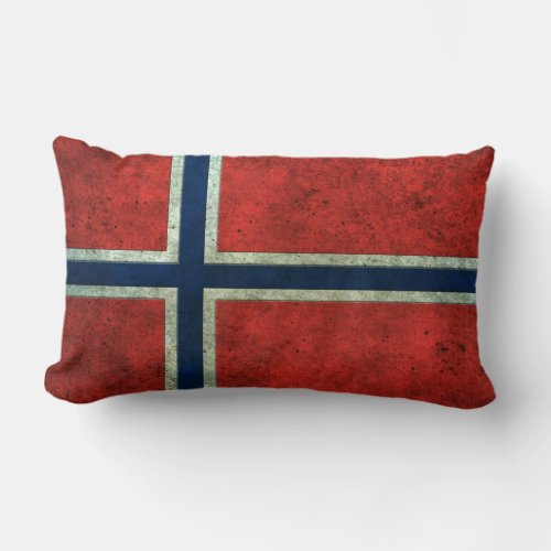 Norwegian Flag Aged Steel Effect Lumbar Pillow