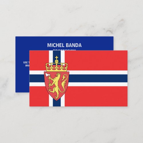 Norwegian Flag  Coat of Arms Flag of Norway Business Card