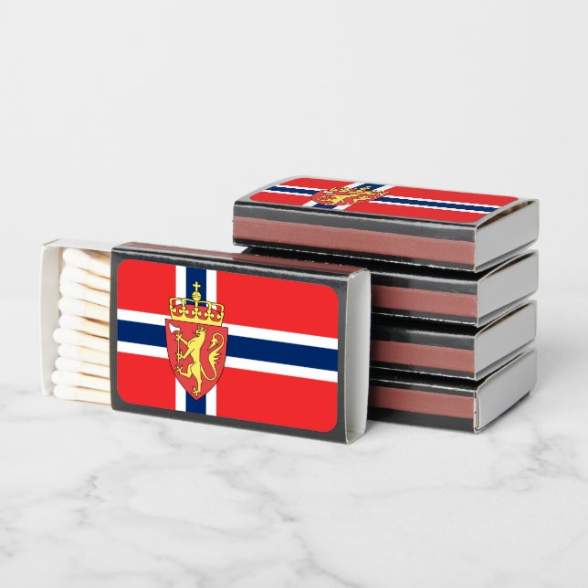 Norwegian Flag & Coat of Arms, Flag of Norway Matchboxes (Stacked)