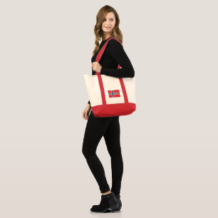 Norwegian Flag Custom Monogram Design Tote Bag