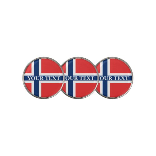 Norwegian flag custom monogram golf ball markers