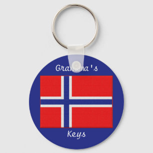 Norwegian Flag Customizable Grandma Keychain