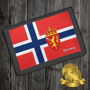 Norwegian flag fashion, Norway patriots / sports Trifold Wallet