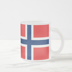 Norwegian flag frosted glass coffee mug