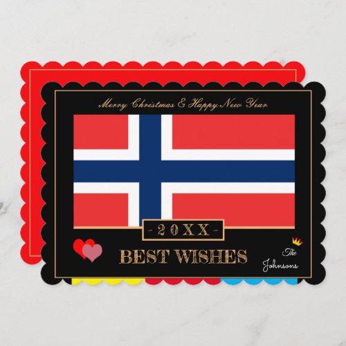 Norwegian Flag  Happy New YearBest Wishes Norway Holiday Card