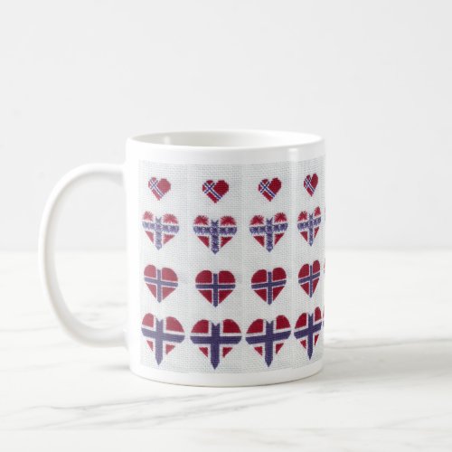 Norwegian Flag Heart Cross Stitch Nordic Norway Coffee Mug