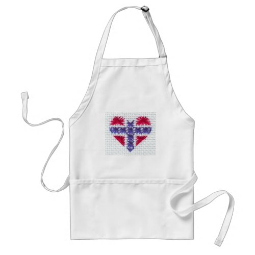 Norwegian Flag Heart Cross Stitch Nordic Norway Hj Adult Apron