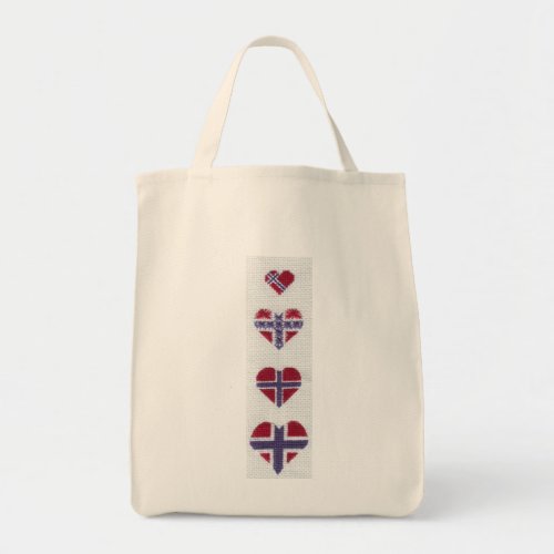 Norwegian Flag Heart Cross Stitch Nordic Norway Hj Tote Bag