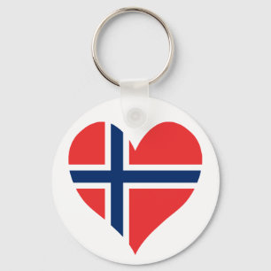 Norwegian Flag Heart Keychain