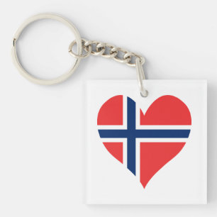 Norwegian Flag Heart Keychain