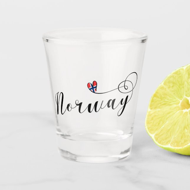Norwegian Flag Heart, Norway Shot Glass (Front)