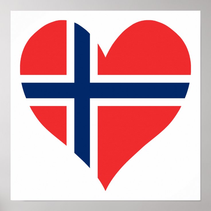 Norwegian Flag Heart Poster | Zazzle