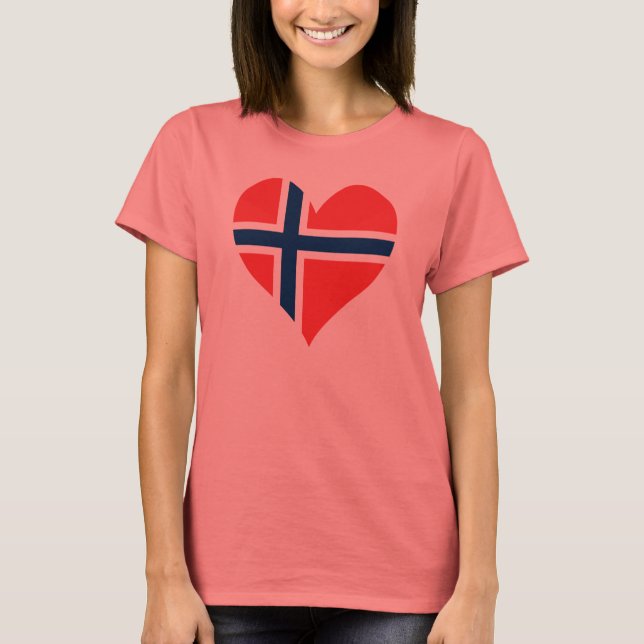 Norwegian Flag Heart T-Shirt (Front)