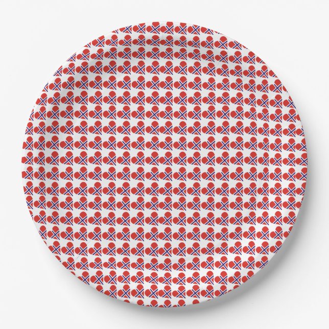 Norwegian flag hearts paper plates (Front)