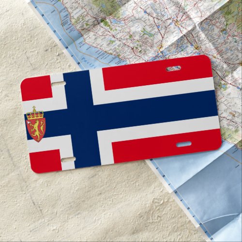 Norwegian flag license plate