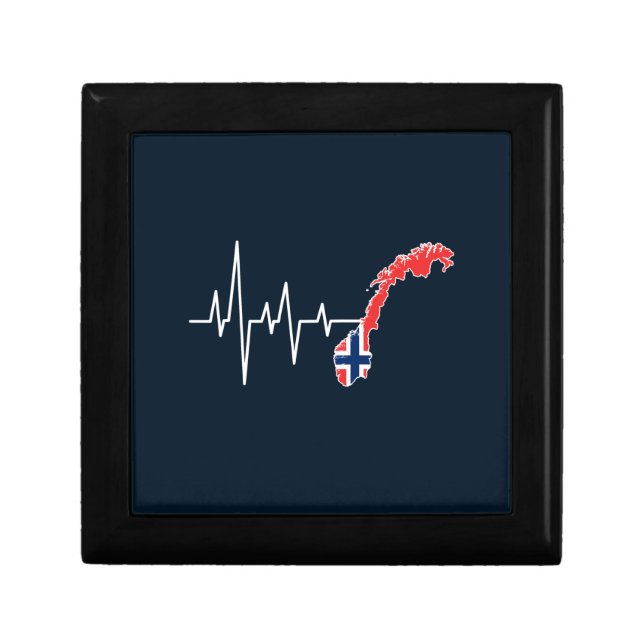Norwegian Flag Norway Flag Norge Heartbeat  Gift Box (Front)