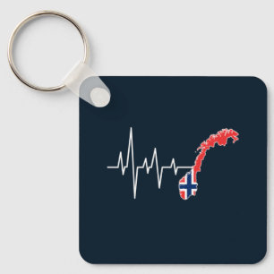 Norwegian Flag Norway Flag Norge Heartbeat Keychain