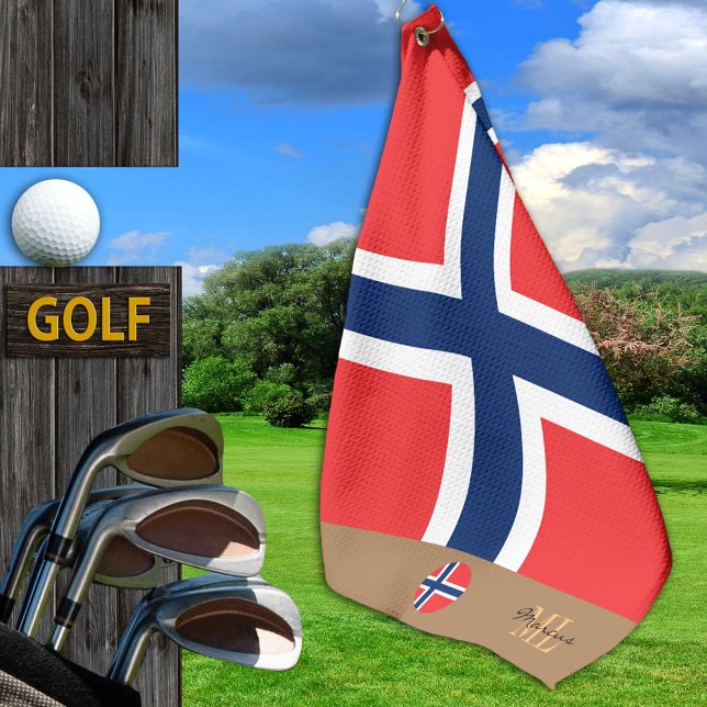 Norwegian flag & Norway, monogrammed / Golf Towel (Creator Uploaded)