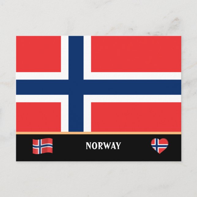 Norwegian Flag & Norwegian country travel / Norway Postcard (Front)