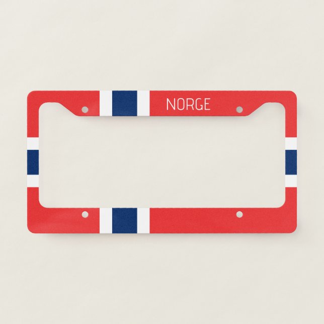 Norwegian flag of Norway car license plate frame (Front)
