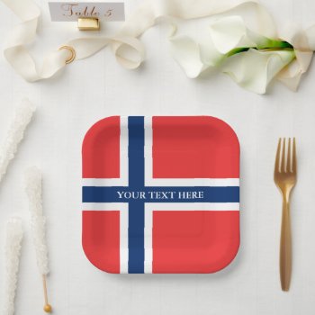 Norwegian Flag Of Norway Custom Paper Party Plates by iprint at Zazzle