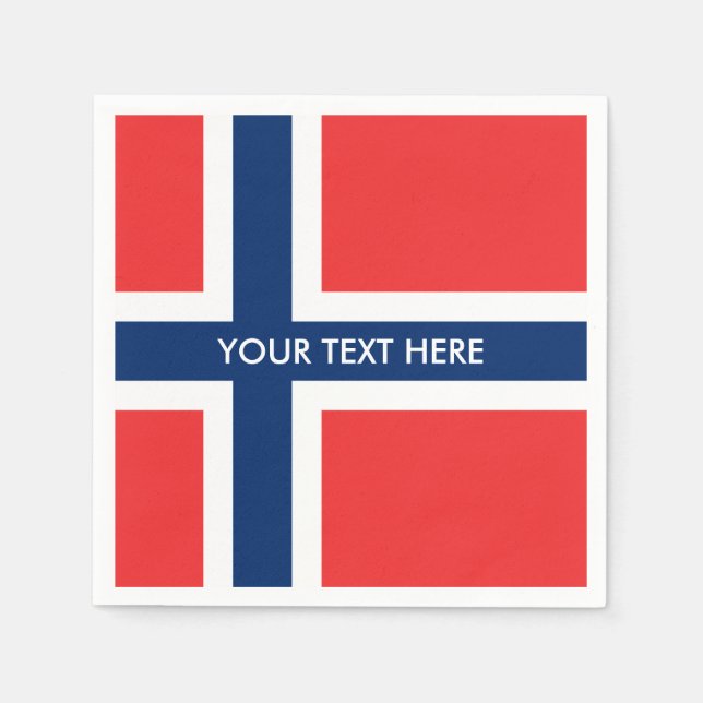 Norwegian flag of Norway custom party napkins (Front)