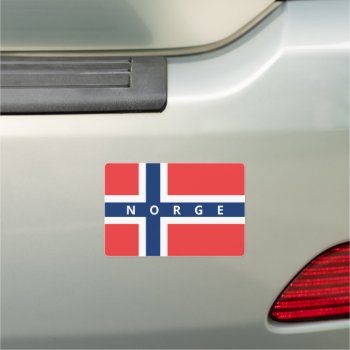 Norwegian Flag Of Norway Custom Text Bumper Car Magnet by iprint at Zazzle