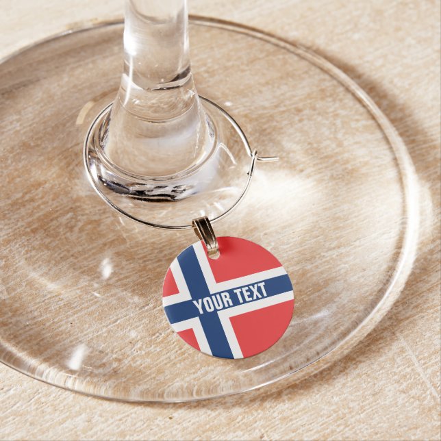 Norwegian flag of Norway custom wine glass charms (In Situ)