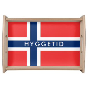 Norwegian flag of Norway Hyggetid funny Serving Tray