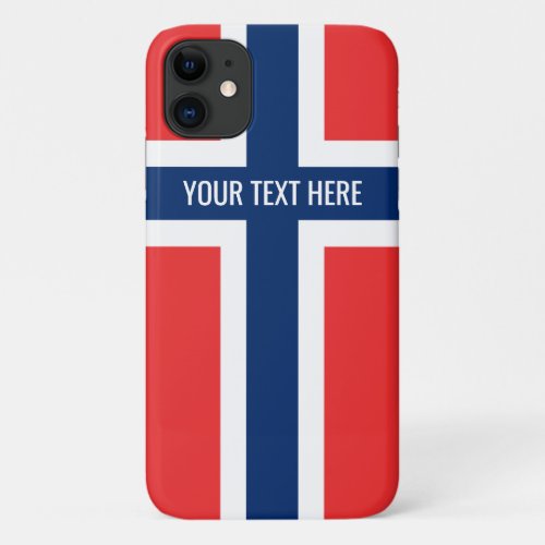 Norwegian flag of Norway personalized name iPhone 11 Case