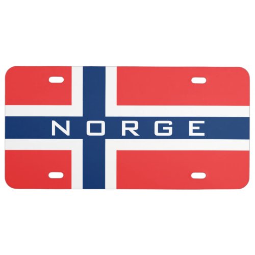 Norwegian flag of Norway plastic license plate