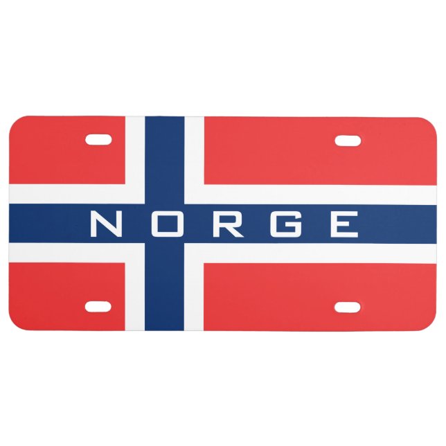 Norwegian flag of Norway plastic license plate (Front)