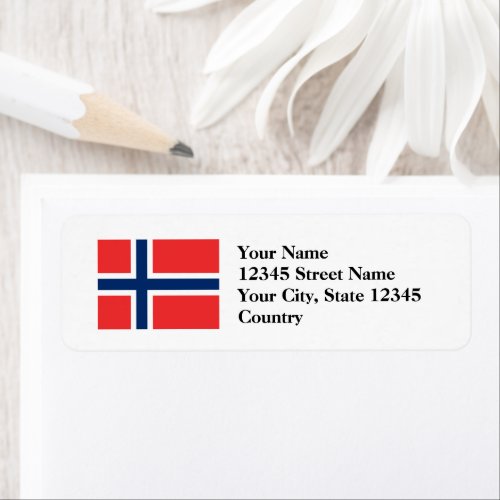 Norwegian flag of Norway Return Address Labels