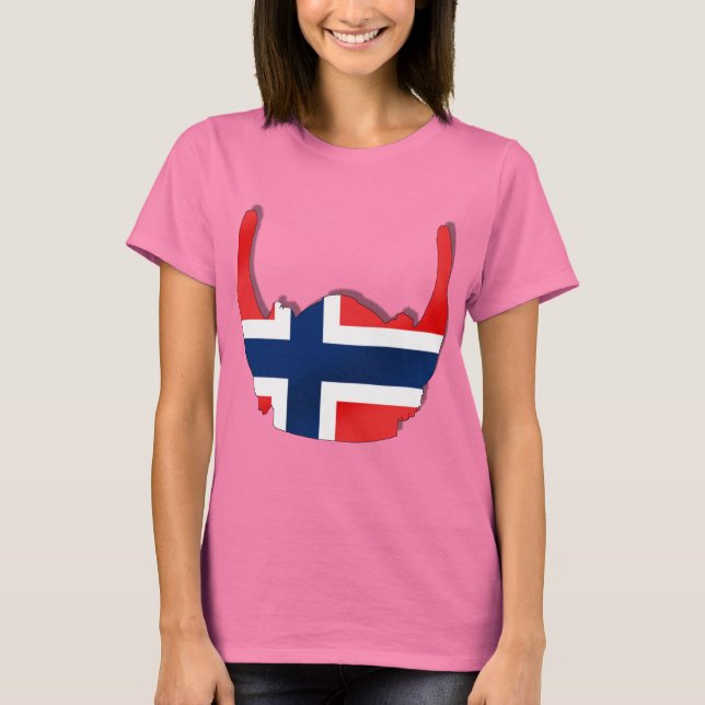 Norwegian flag of Norway viking helmet T-Shirt (Front)