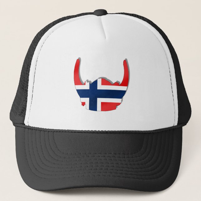 Norwegian flag of Norway viking helmet Trucker Hat (Front)